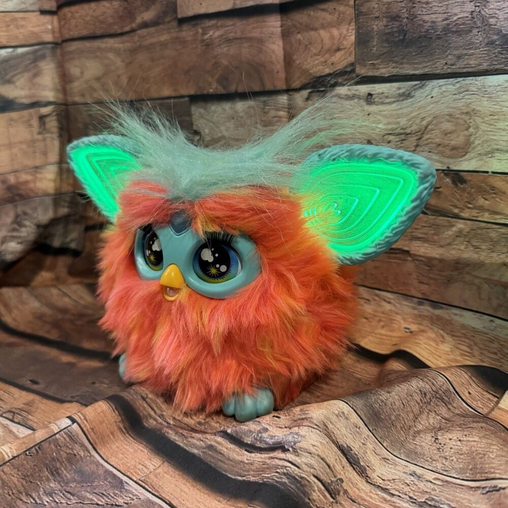 2023 Hasbro Furby Coral Interactive Plush Toy Light Up Ears Orange Blue - Picture 3 of 7